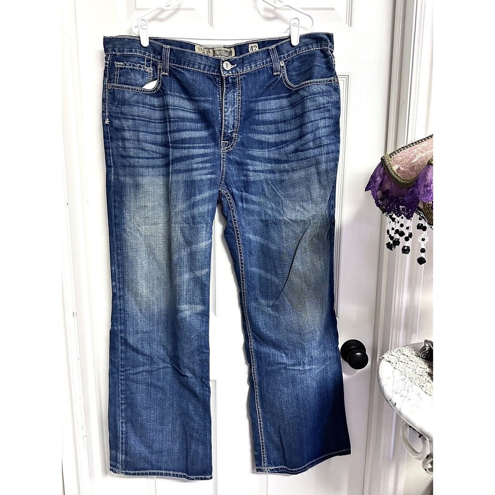 BKE Buckle Marshall Jeans Mens 42/32 Regular Blue 100% Cotton Distressed